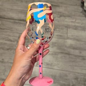 Top Shelf Kick Up Your Heels Hand Painted Wine Glass